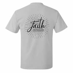 原創設計 純棉短袖 -- Horizontal Faith Shirt-White Gray