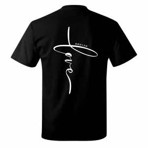 純棉短袖-垂直愛字-黑色 -- Vertical Love Shirt-Black