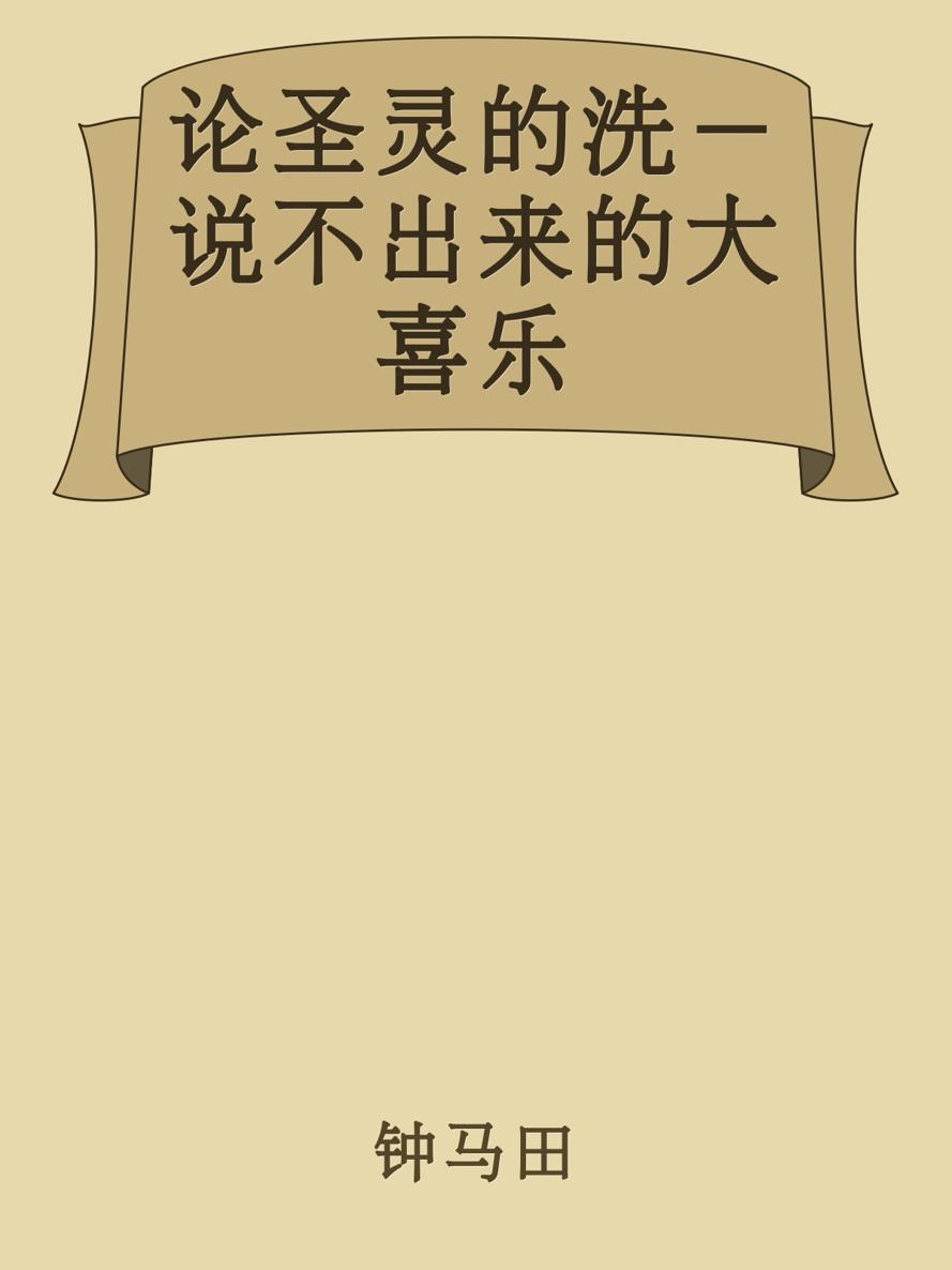 论圣灵的洗 说不出来的大喜乐 钟马田 封面